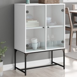vidaXL Armario auxiliar con puertas de vidrio blanco 69x37x100 cm