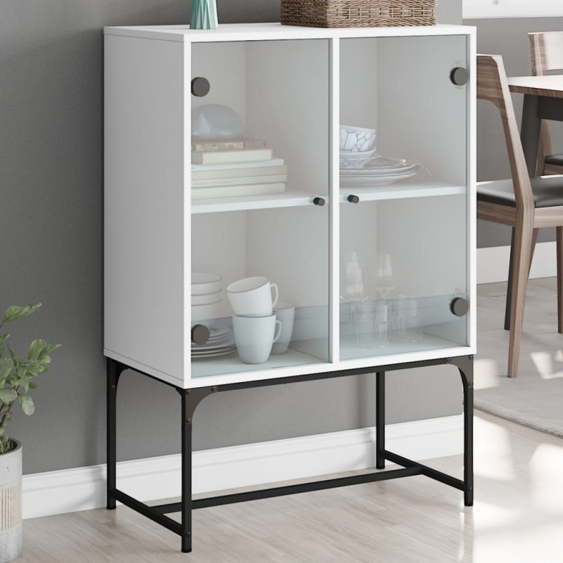 vidaXL Armario auxiliar con puertas de vidrio blanco 69x37x100 cm
