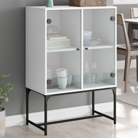 vidaXL Armario auxiliar con puertas de vidrio blanco 69x37x100 cm