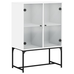 vidaXL Armario auxiliar con puertas de vidrio blanco 69x37x100 cm