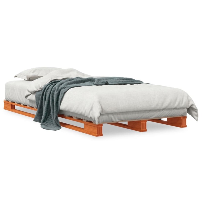 vidaXL Cama de palets madera maciza de pino marrón cera 90x200 cm vidaXL Cama de palets madera maciza de pino marrón cera 90x200 cm
