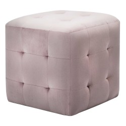 vidaXL Puf 2 unidades terciopelo rosa 30x30x30 cm