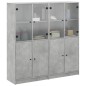 vidaXL Estantería con puertas madera de ingeniería gris 136x37x142 cm vidaXL Estantería con puertas madera de ingeniería gris 136x37x142 cm