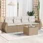 vidaXL Juego de sofás jardín con cojines 5 pzas ratán sintético beige vidaXL Juego de sofás jardín con cojines 5 pzas ratán sintético beige