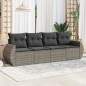 vidaXL Set de sofás de jardín 4 pzas y cojines ratán sintético gris vidaXL Set de sofás de jardín 4 pzas y cojines ratán sintético gris