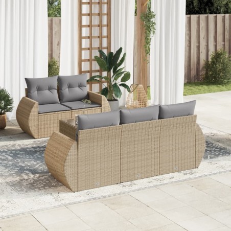 vidaXL Juego de sofás jardín con cojines 6 pzas ratán sintético beige