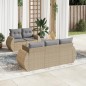 vidaXL Juego de sofás jardín con cojines 6 pzas ratán sintético beige vidaXL Juego de sofás jardín con cojines 6 pzas ratán sintético beige