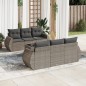 vidaXL Set de sofás de jardín 7 piezas con cojines ratán PE gris vidaXL Set de sofás de jardín 7 piezas con cojines ratán PE gris