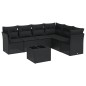 vidaXL Set de comedor de jardín 7 pzas y cojines ratán sintético negro vidaXL Set de comedor de jardín 7 pzas y cojines ratán sintético negro