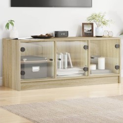 vidaXL Mueble de TV con puertas de vidrio roble Sonoma 102x37x42 cm