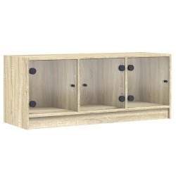 vidaXL Mueble de TV con puertas de vidrio roble Sonoma 102x37x42 cm