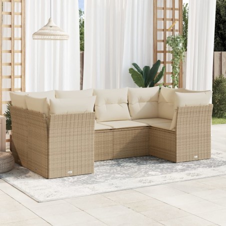 vidaXL Juego de sofás jardín con cojines 6 pzas ratán sintético beige
