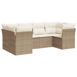 vidaXL Juego de sofás jardín con cojines 6 pzas ratán sintético beige