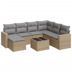 vidaXL Juego de sofás de jardín con cojines beige 8 pzas ratán PE