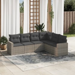 vidaXL Set de muebles de jardín 6 pzas y cojines ratán sintético gris