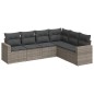 vidaXL Set de muebles de jardín 6 pzas y cojines ratán sintético gris vidaXL Set de muebles de jardín 6 pzas y cojines ratán sintético gris