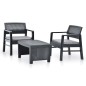 vidaXL Juego de muebles de jardín 3 piezas plástico gris antracita