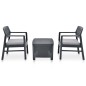 vidaXL Juego de muebles de jardín 3 piezas plástico gris antracita
