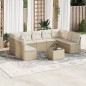 vidaXL Juego de sofás jardín con cojines beige 10 pzas ratán sintético