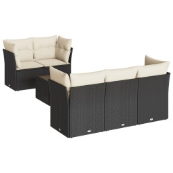 vidaXL Set de sofás de jardín 6 piezas y cojines ratán sintético negro