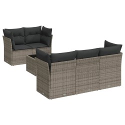 vidaXL Set de muebles de jardín 6 pzas y cojines ratán sintético gris
