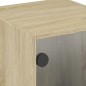 vidaXL Mesita de noche con puerta de vidrio roble Sonoma 35x37x42 cm vidaXL Mesita de noche con puerta de vidrio roble Sonoma 35x37x42 cm