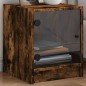 vidaXL Mesita de noche con puerta de vidrio roble ahumado 35x37x42 cm vidaXL Mesita de noche con puerta de vidrio roble ahumado 35x37x42 cm