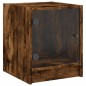 vidaXL Mesita de noche con puerta de vidrio roble ahumado 35x37x42 cm vidaXL Mesita de noche con puerta de vidrio roble ahumado 35x37x42 cm