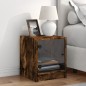 vidaXL Mesita de noche con puerta de vidrio roble ahumado 35x37x42 cm vidaXL Mesita de noche con puerta de vidrio roble ahumado 35x37x42 cm