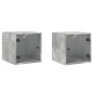 vidaXL Mesitas noche puertas de vidrio 2 uds gris hormigón 35x37x35 cm vidaXL Mesitas noche puertas de vidrio 2 uds gris hormigón 35x37x35 cm