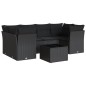 vidaXL Set de comedor de jardín 7 pzas y cojines ratán sintético negro