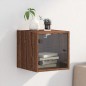 vidaXL Mesita de noche con puerta de vidrio roble marrón 35x37x35 cm vidaXL Mesita de noche con puerta de vidrio roble marrón 35x37x35 cm