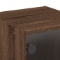 vidaXL Mesita de noche con puerta de vidrio roble marrón 35x37x35 cm vidaXL Mesita de noche con puerta de vidrio roble marrón 35x37x35 cm