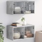 vidaXL Mueble pared puertas vidrio 2 uds gris hormigón 68,5x37x35 cm