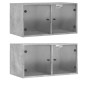 vidaXL Mueble pared puertas vidrio 2 uds gris hormigón 68,5x37x35 cm