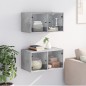 vidaXL Mueble pared puertas vidrio 2 uds gris hormigón 68,5x37x35 cm