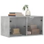 vidaXL Mueble pared puertas vidrio 2 uds gris hormigón 68,5x37x35 cm