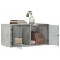 vidaXL Mueble pared puertas vidrio 2 uds gris hormigón 68,5x37x35 cm
