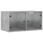 vidaXL Mueble pared puertas vidrio 2 uds gris hormigón 68,5x37x35 cm