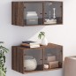 vidaXL Mueble pared puertas vidrio 2 uds roble marrón 68,5x37x35 cm vidaXL Mueble pared puertas vidrio 2 uds roble marrón 68,5x37x35 cm