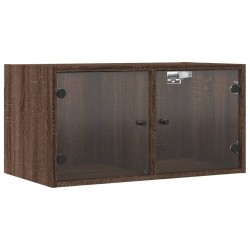vidaXL Mueble pared puertas vidrio 2 uds roble marrón 68,5x37x35 cm
