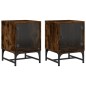 vidaXL Mesitas noche puertas de vidrio 2 uds roble ahumado 35x37x50 cm vidaXL Mesitas noche puertas de vidrio 2 uds roble ahumado 35x37x50 cm