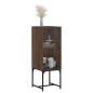 vidaXL Armario auxiliar con puerta de vidrio marrón roble 35x37x100 cm vidaXL Armario auxiliar con puerta de vidrio marrón roble 35x37x100 cm