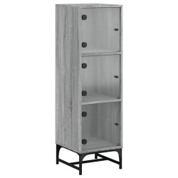 vidaXL Aparador con puertas de vidrio gris Sonoma 35x37x120 cm