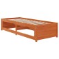 vidaXL Sofá cama de madera maciza de pino marrón cera 90x200 cm
