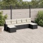 vidaXL Set de comedor de jardín 7 pzas y cojines ratán sintético negro