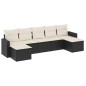 vidaXL Set de comedor de jardín 7 pzas y cojines ratán sintético negro