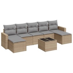vidaXL Juego de sofás de jardín con cojines beige 8 pzas ratán PE