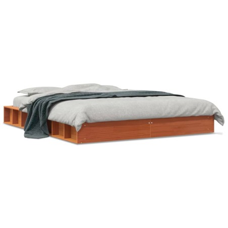 vidaXL Estructura de cama madera maciza pino marrón cera 150x200 cm