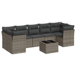 vidaXL Set de sofás de jardín 8 pzas y cojines ratán sintético gris